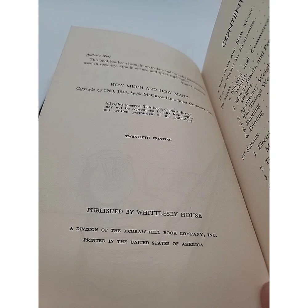 Jeanne Bendick How Much‎ and How Many Hardcover 20th Printing Science Fair